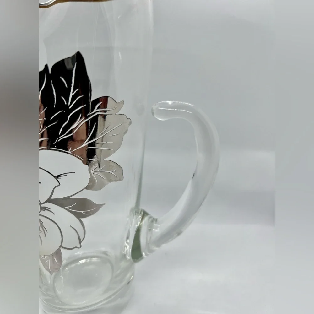 Vintage Imperial Sterling Silver Overlay Glass Pitcher 8.75”